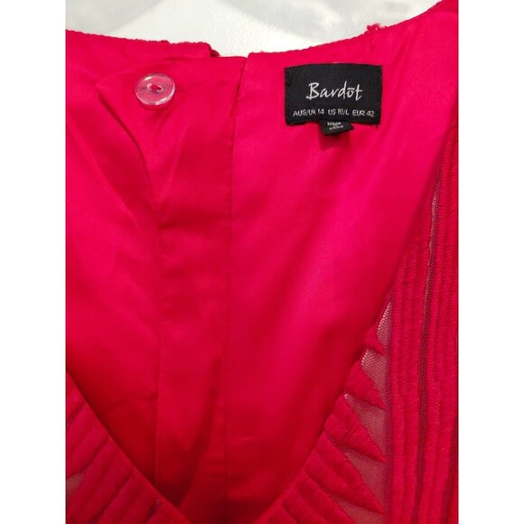 Bardot Alice Embroidered Lace Sheath Dress Sleeveless Holiday Red 10 - Picture 7 of 13